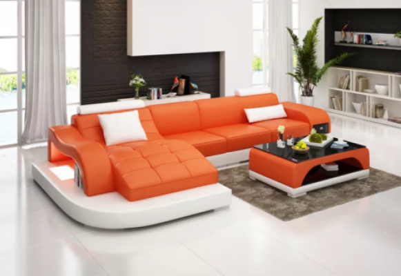 Ecksofa Wunnlandschaft Lieder-Sofa Designer Sofa Sofa Canapé Canapé Ecksofa Orange