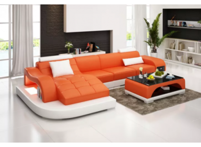 Ecksofa Wunnlandschaft Lieder-Sofa Designer Sofa Sofa Canapé Canapé Ecksofa Orange