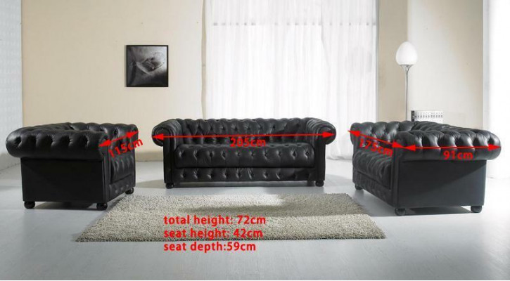 Ledersofa Sëtzpolster Garnitur Chesterfield Stull Design Sofa Canapé Garnitur
