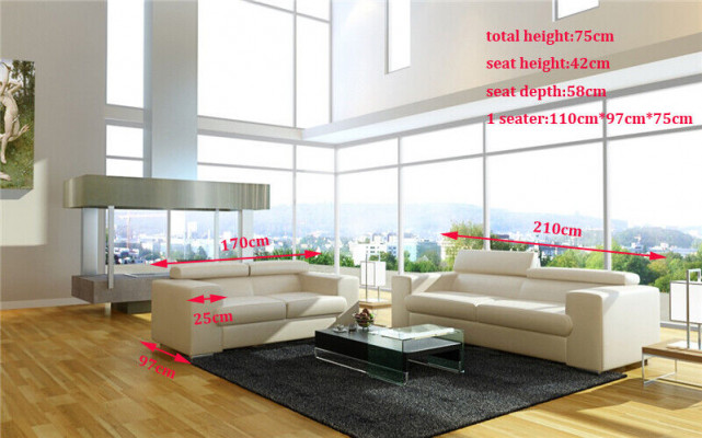 Ledercouch Couch Sofagarnitur Polster 3+1+1 Sëtzer Couchen Sofa Design