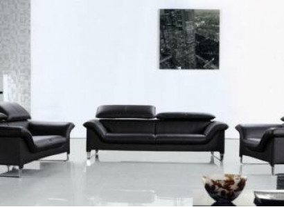 Ledersofa Canapé Wunnlandschaft 3+1+1 Sëtzer Garnitur Modern Design Sofa
