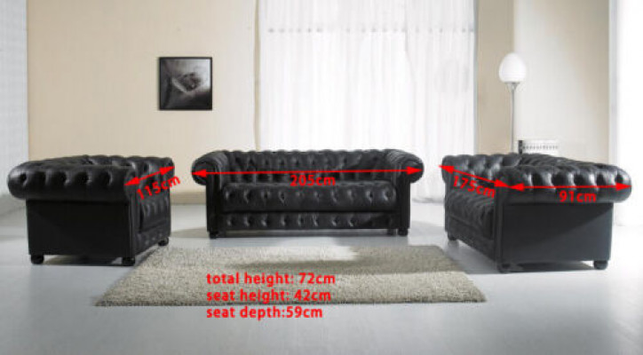 Chesterfield Canapé-Suite 311-Sëtzer Design Canapé Polstersofa Garnitur Set