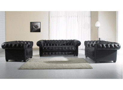 Chesterfield Canapé-Suite 311-Sëtzer Design Canapé Polstersofa Garnitur Set