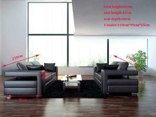 Ledercouch Wunnlandschaft 3+2 Sëtzer Garnitur Design Modern Sofa Canapé