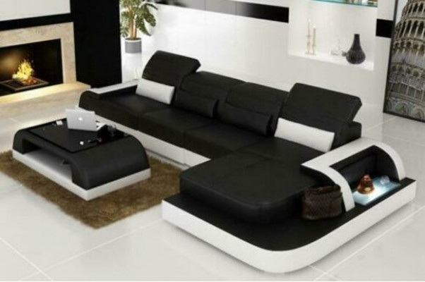 Wohnlandschaft Ecksofa Liederzofa Eckcouchen Sofa mat Regal Polster Lieder