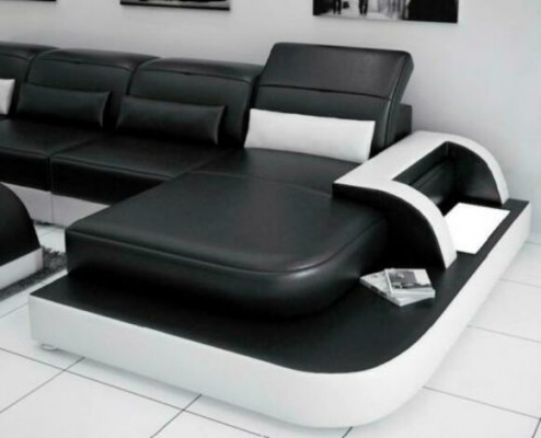 Wohnlandschaft Ecksofa Liederzofa Eckcouchen Sofa mat Regal Polster Lieder