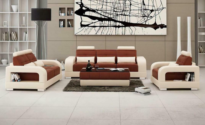 Sofagarnitur Polster 3+1+1 Sëtzer Set Design Canapéë Couchen Lieder Modern