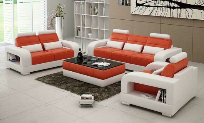 Sofagarnitur Polster 3+1+1 Sëtzer Set Design Canapéë Couchen Lieder Modern