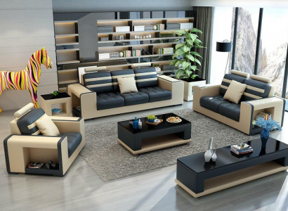 Soffagarnitur 321 Plaze Dësch Hocker Clubdësch Sideboard Garnitur Modern 5tlg.