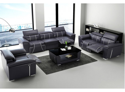 Luxus Sofagarnitur 2x 3 Plazsäit mat Miwwel Couch Liederdivan Textil Grupp