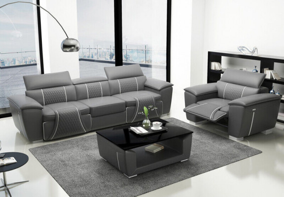 Luxus Sofagarnitur 2x 3 Plazsäit mat Miwwel Couch Liederdivan Textil Grupp