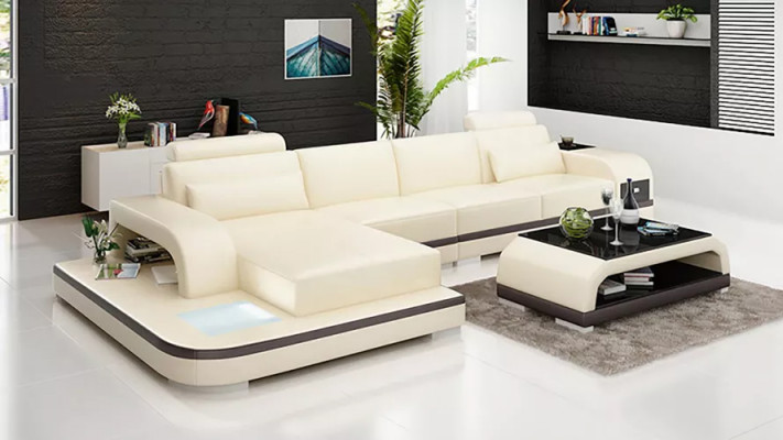 Design Wunlandschaft Eckcanapé Polster Eckgarnitur Ledersofa Luxus Sëtzgrupp