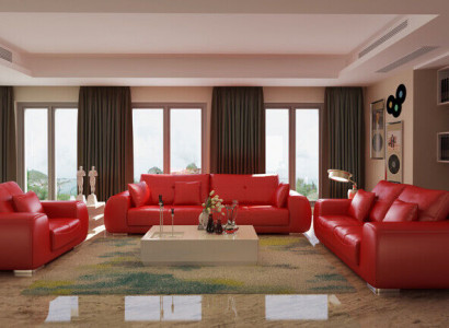 Sofagarnitur Ledersofa Canapé Garnituren Design Modern Sofa 3+1+1 Sëtzer