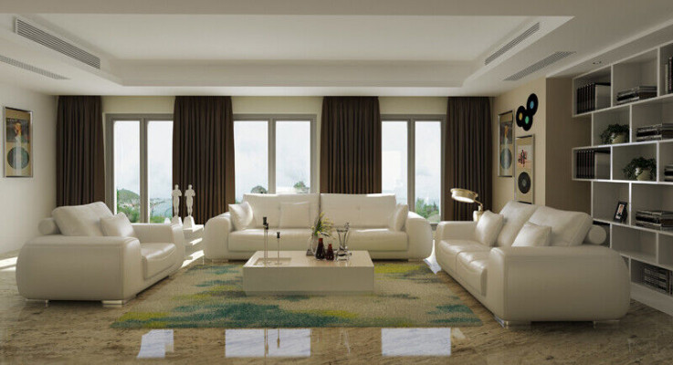 Sofagarnitur Ledersofa Canapé Garnituren Design Modern Sofa 3+1+1 Sëtzer