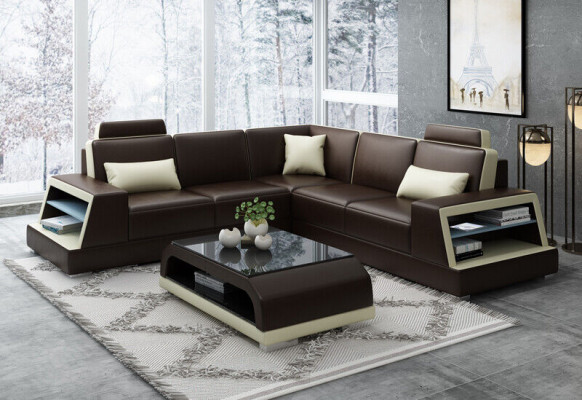 Eckcouch Ledercouch Polstersëtzer Wohnlandschaft Couch Eckgarnitur L Form