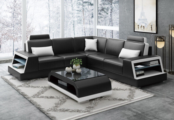 Eckcouch Ledercouch Polstersëtzer Wohnlandschaft Couch Eckgarnitur L Form
