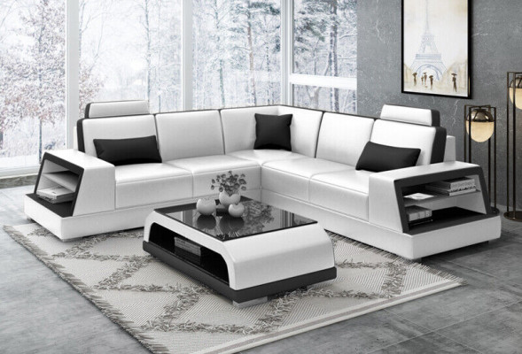Eckcouch Ledercouch Polstersëtzer Wohnlandschaft Couch Eckgarnitur L Form