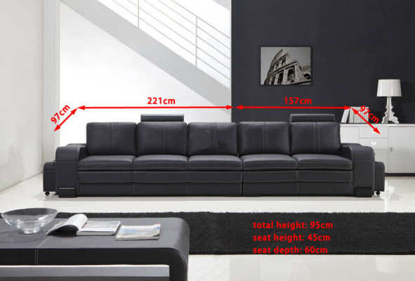 Design Polster Luxus Sëtz Sofa Canapé Lieder Textil Sofa 5 Sëtzer Fënnef Sëtzer xlmoebel