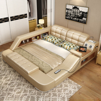 Bett Multifunktioun Regal Schaf USB Luede-Station Deko Duebel Lieder Betten