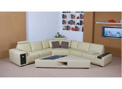 Designer Sofa Canapé Ecksofa mat Hocker Garnitur Polster Wunnlandschaft