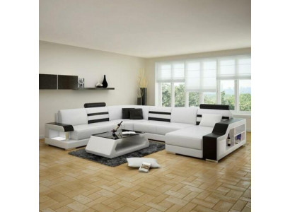 Ecksofa Wunnlandschaft U Form Sofa - Liederzofa Garnitur mat Regal Lieder