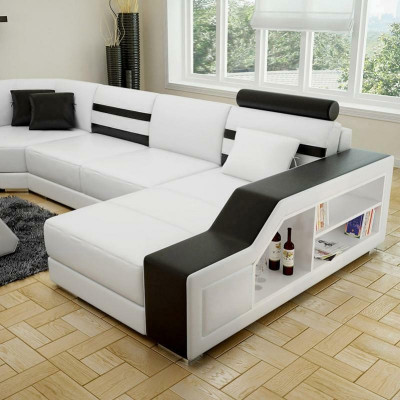Ecksofa Wunnlandschaft U Form Sofa - Liederzofa Garnitur mat Regal Lieder