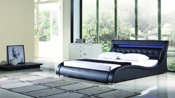 Liederbett Polsterbett Bett Better Lieder Lieder Polster Bestietneschaf mat Beliichtung