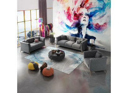 Designer Chesterfield Canapé Setzt Sofa Couch Polster Set Samt 321 Sëtz Couchen