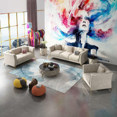 Designer Chesterfield Canapé Setzt Sofa Couch Polster Set Samt 321 Sëtz Couchen