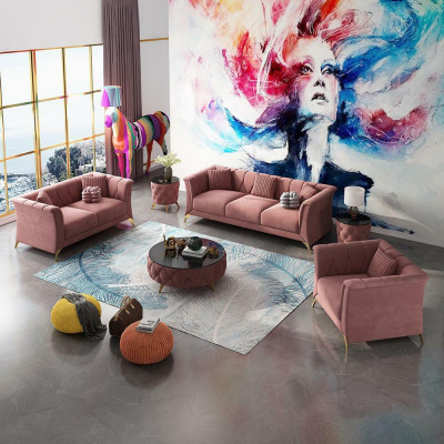 Designer Chesterfield Canapé Setzt Sofa Couch Polster Set Samt 321 Sëtz Couchen