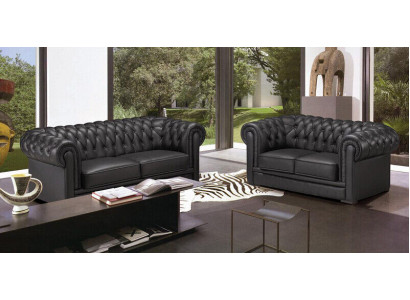 Chesterfield Couchen Sofas Polster Lieder 3+2 Sëtzer Sofagarnitur Garniture Set