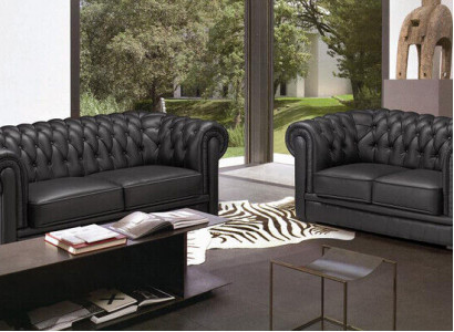 Chesterfield Couchen Sofas Polster Lieder 3+2 Sëtzer Sofagarnitur Garniture Set