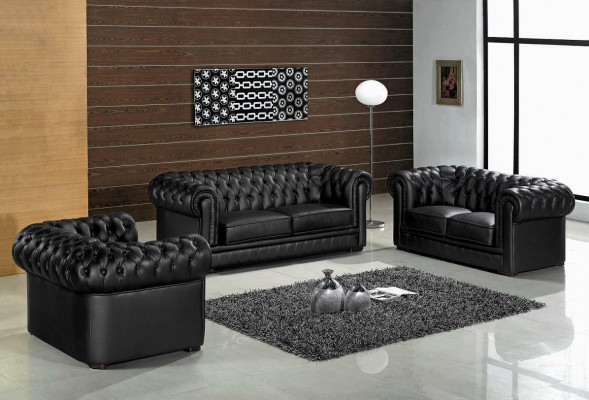 Chesterfield Couchen Sofas Polster Lieder 3+2 Sëtzer Sofagarnitur Garniture Set