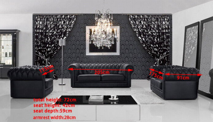 Chesterfield Couchen Sofas Polster Lieder 3+2 Sëtzer Sofagarnitur Garniture Set