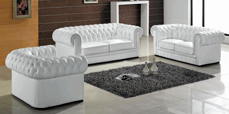 Chesterfield Couchen Sofas Polster Lieder 3+2 Sëtzer Sofagarnitur Garniture Set