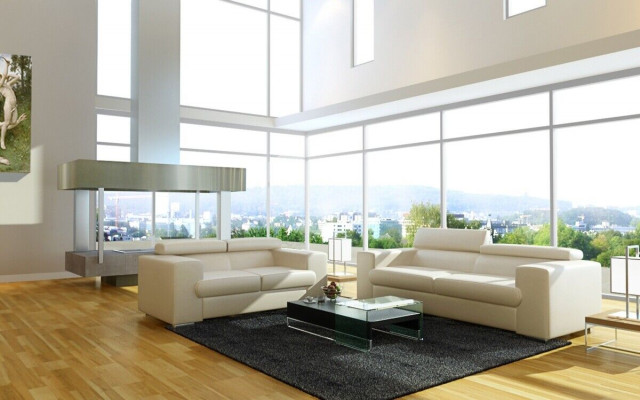Ledercouch Couchgarnitur 3+2 Sëtzer Set Garnitur gepolstert Couch Designersofa