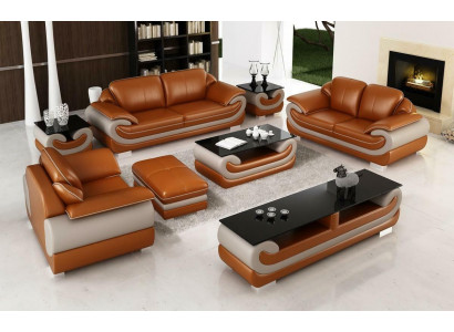 Ledersofa Canapé Wunnlandschaft 3+2 Sëtz Garnitur Design Modern Sofa xlmoebel.lu