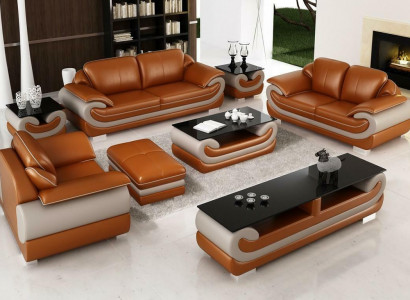 Ledersofa Canapé Wunnlandschaft 3+2 Sëtz Garnitur Design Modern Sofa xlmoebel.lu