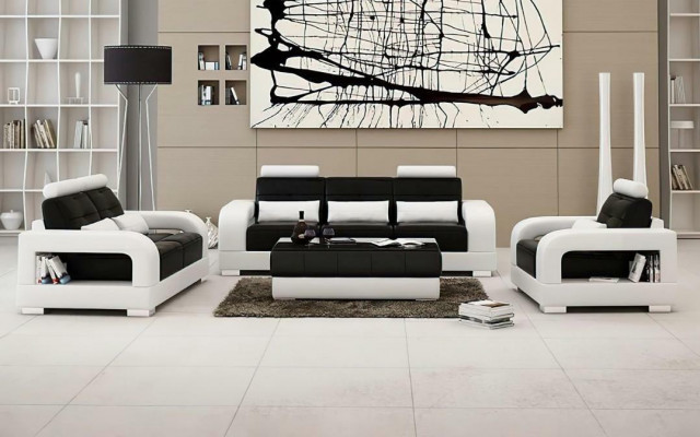 Ledersofa Couch Sofagarnitur 3+2 Garnitur Design Modern Sofa Sëtz Garnituren