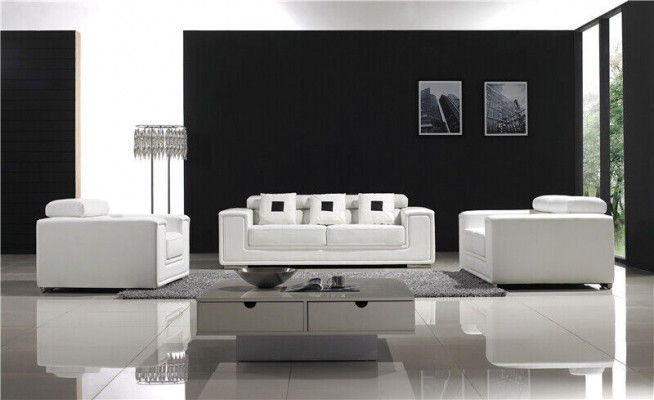 Ledercouch Garnitur Sofagarnitur 3+2 Sëtzer Set Polstersofa Canapé Designersofa Neit