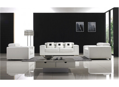 Ledercouch Garnitur Sofagarnitur 3+2 Sëtzer Set Polstersofa Canapé Designersofa Neit