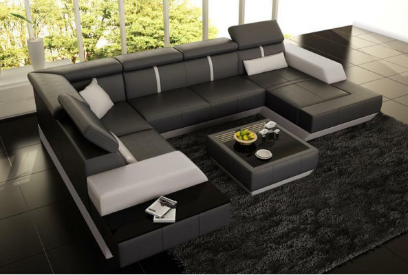 Design Wunnlandschaft U-Form grousst Ecksofa Sofa Couch Polster XXL Garnitur