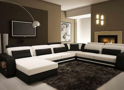 U-Form Sofa Couch Polster Ecksofa Garnitur Wunnlandschaft Lieder Design