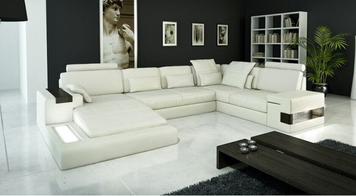 U-Form Sofa Canapé Polstersëtzt Wunnlandschaft Eckssofa Design Lieder