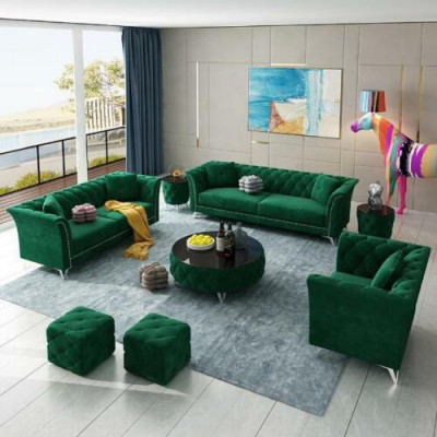 Chesterfield Set 8-tlg Set Couch Polster Garnitur Niewentisch Couchtisch Sofa