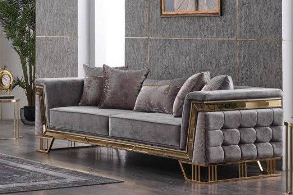 Luxus Gräif Sofagarnitur Dräisëtzer mat Sessell Modern Set Couchen Sofa