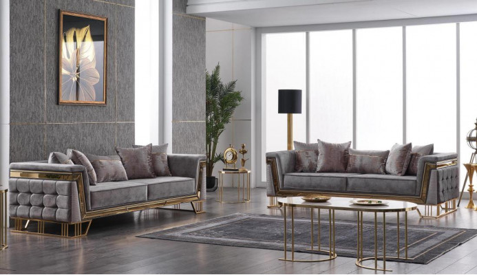 Luxus Sofa Set Designer Garnitur Dräisëtzer Textilmöbel Wunngrupp Modern