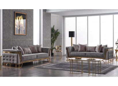 Luxus Sofa Set Designer Garnitur Dräisëtzer Textilmöbel Wunngrupp Modern