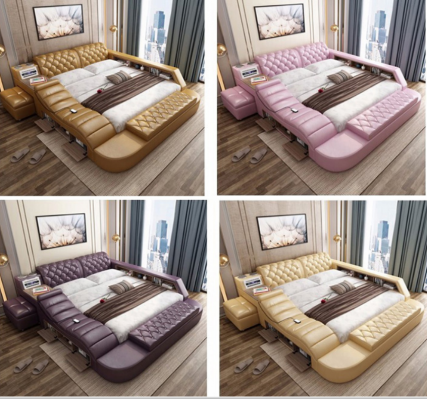 Luxus Duebel Multifunktioun Bett Gepolstert Waasser Better 180x200 Usb Radio Musek