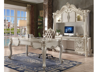 Büroschrëft Dësch + Stil Stëll Holzstull Schreifdësch 3 Stéck Set Computerstësch